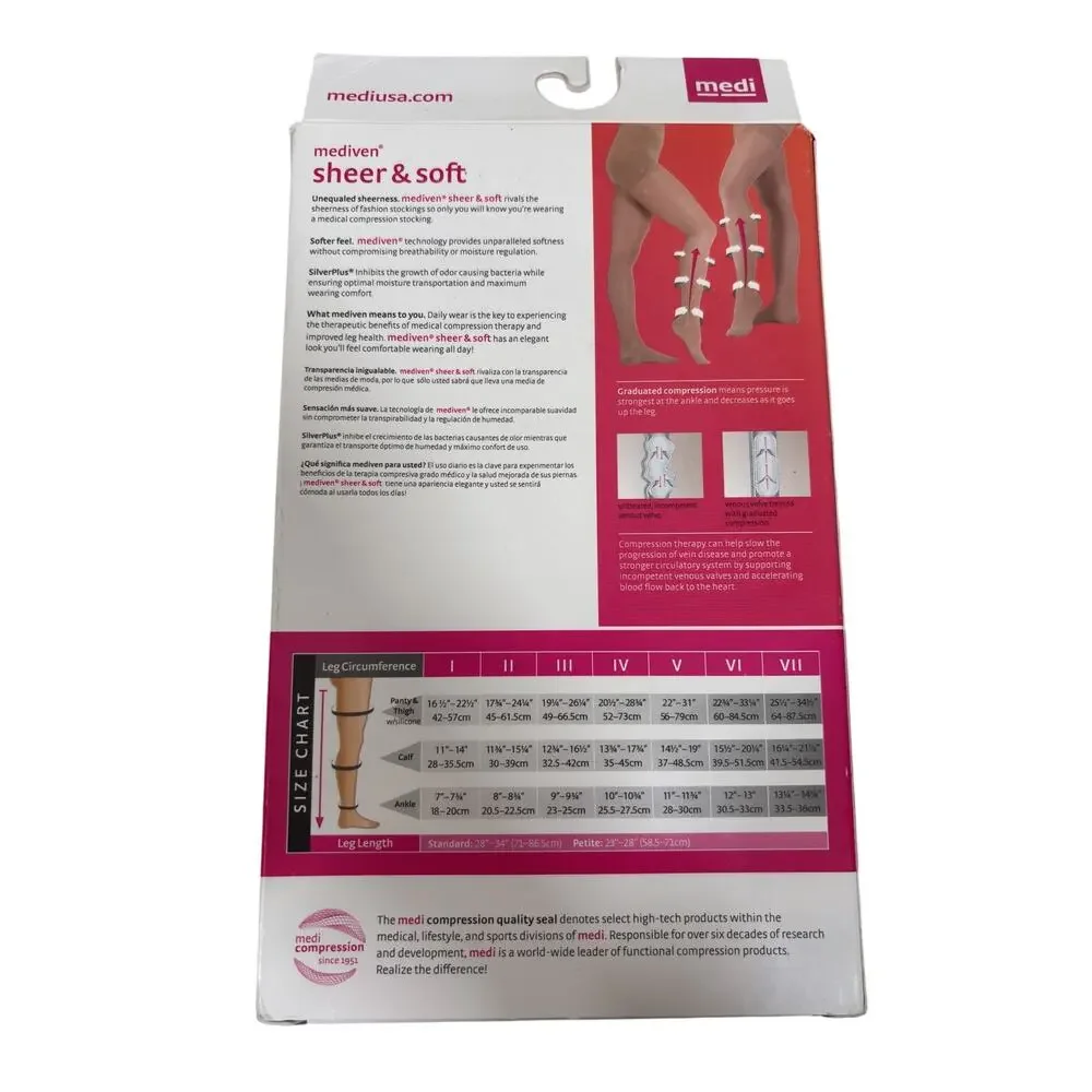 Mediven Compression Pantyhose Size III Ebony Black Sheer & Soft 15-20 mmHg NIB